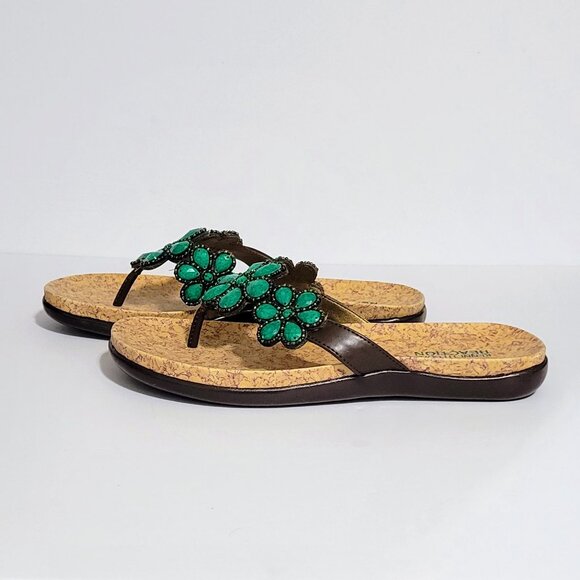 Kenneth Cole REACTION Faux Turquoise Flower Women's Thong Sandals ~ Size WMS 6 M - Picture 3 of 7